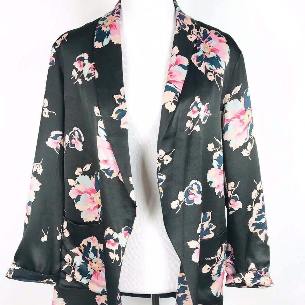 Ett Twa Anthropologie Tavie Floral Satin Jacket XS